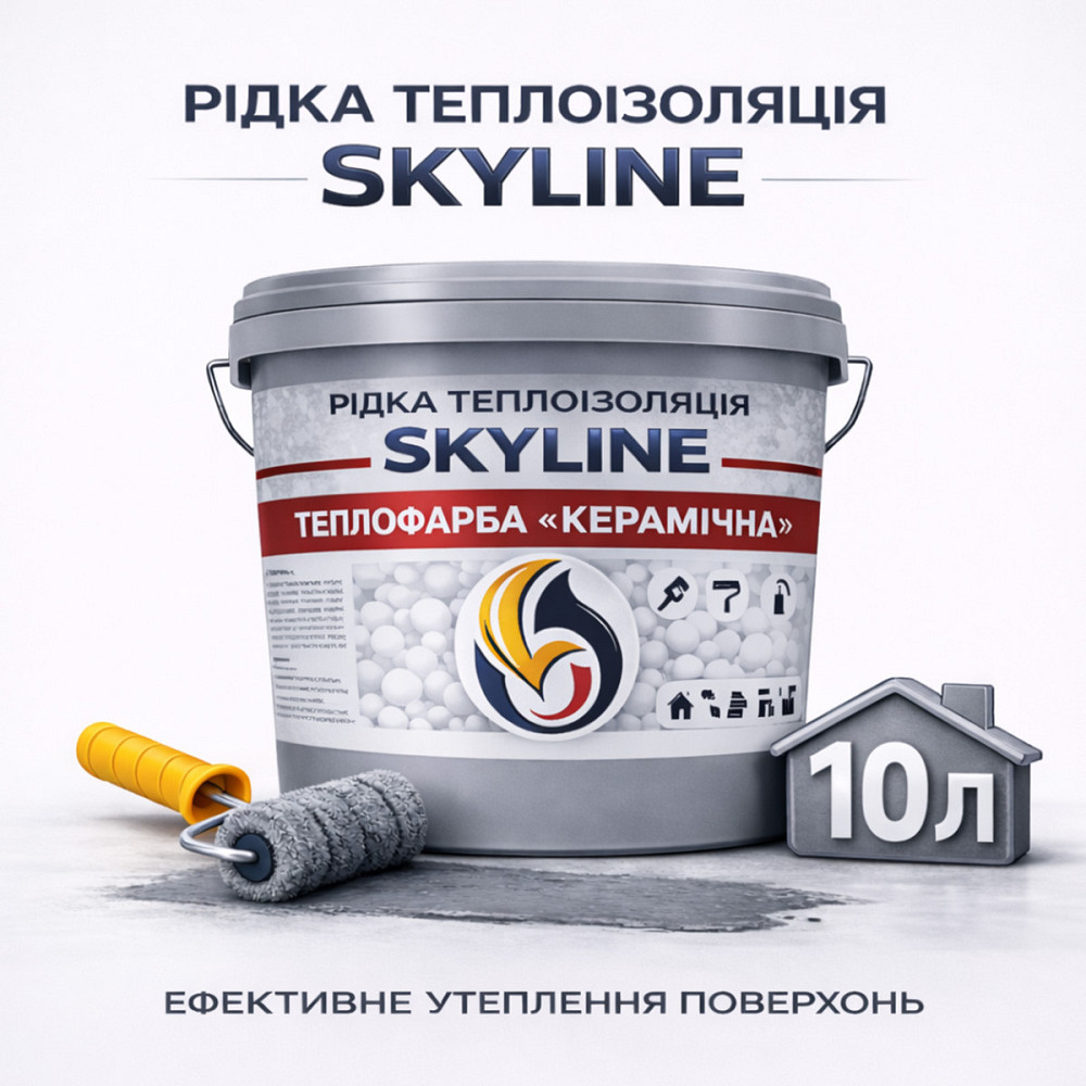 Рідка теплоізоляція Skyline керамічна теплофарба для утеплення стін, фасадів, металу та трубопроводів Сіра 10 л Харків - фото 1