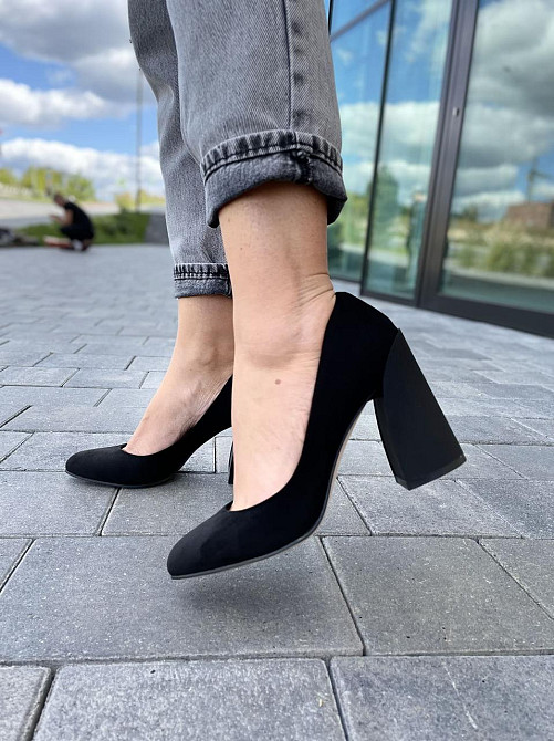 Туфлі жіночі TEE чорні еко-замша каблук 10см 35р.-22.5см 38р.-25см ( -2) Коломия - фото 8