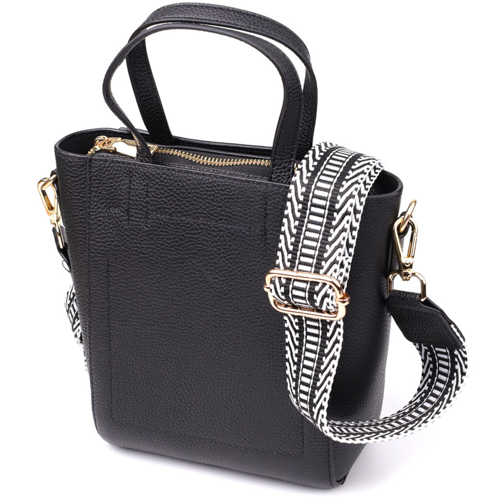 Трапециевидная сумка для женщин из натуральной кожи Vintage 22916 Черный Киев - изображение 1