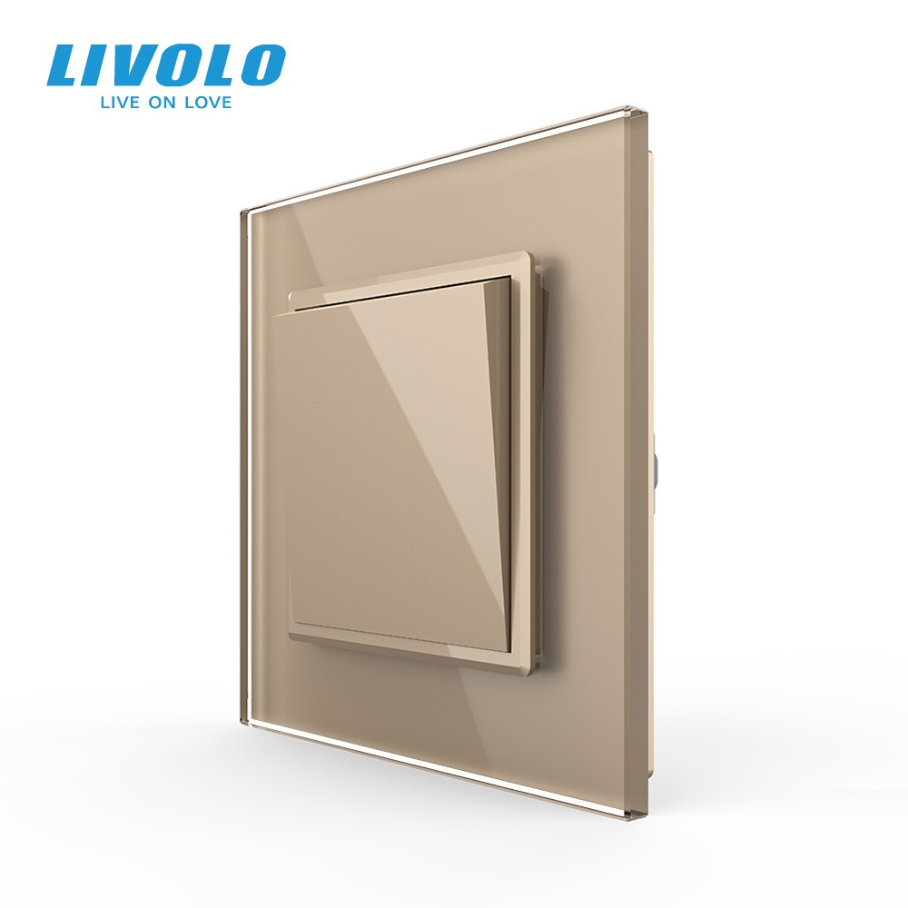 Вимикач універсальний 1-клавішний Livolo золото скло 250В 10А (VL-С7FCMKS-2AP) Коломыя - изображение 7