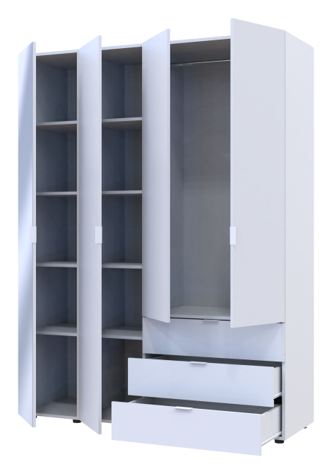 Комплект шкафов для одежды Doros Гелар (2 шт.) 155х49,5х203,4 см Зеркало/Белый (DRS-011185) Львов - изображение 4