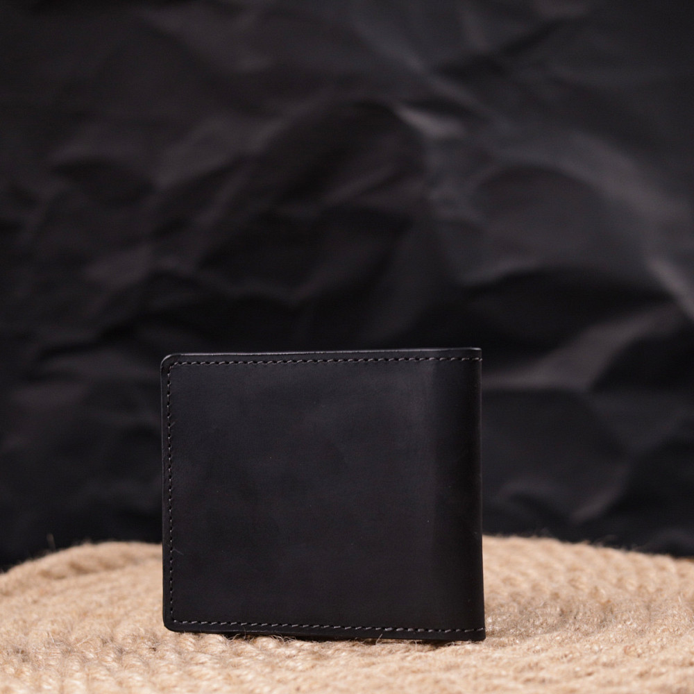 Добротная обложка из винтажной кожи для удостоверения участника боевых действий Черная (GRANDE PELLE) Киев - изображение 3