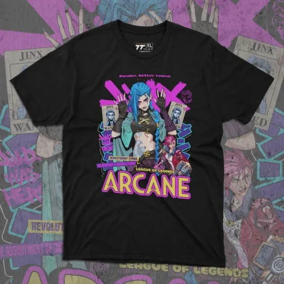 Футболка для підлітка хлопчика з принтом Аркейн Джинкс Розмір 160 Anime10948 Дніпро