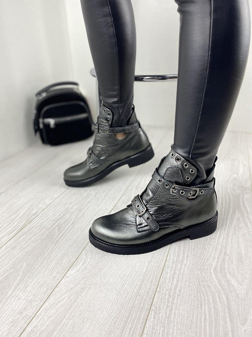 Черевики жіночі VIKTTORIO графіт натуральна шкіра весна-осінь 37р.38р.39р. (3243) Коломыя - изображение 1