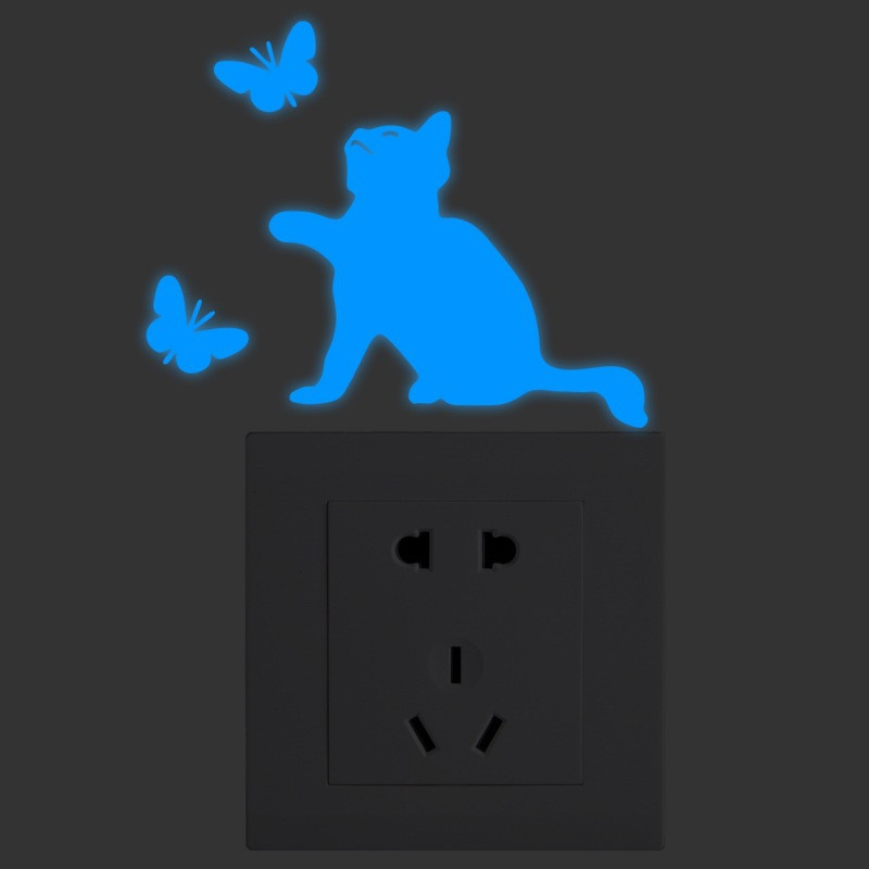 Фосфорная наклейка Кот с бабочками 10 на 10 см голубой Киев - изображение 5