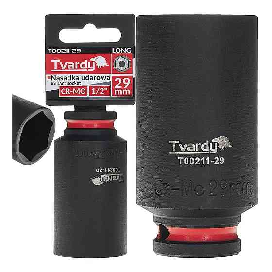 Головка ударна "Tvardy" з хром-молібденової сталі (Cr-Mo)  1/2"  6-гранна довга 29 мм Київ