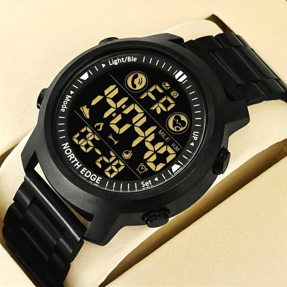 Годинник чоловічий водостійкий тактичний North Edge Laker Iron Edition (2 ремінці) Чорний Вінниця - фото 2