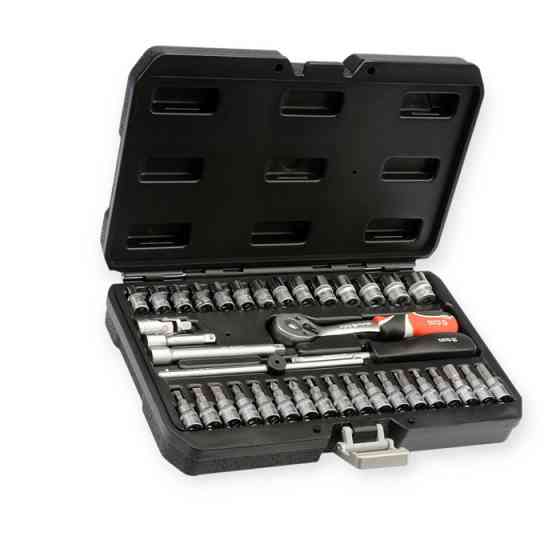 Набір інструменту 1/4" 38 шт, 3,5-14 мм з тріщ., подовжує., кардан, отв.-вороток, біти, Т-вороток Мукачево