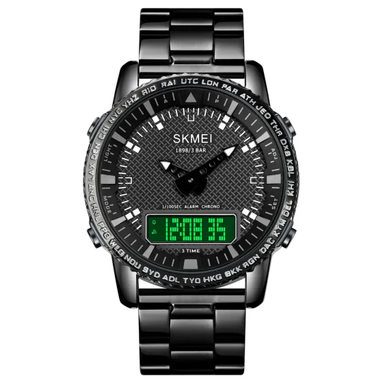 Чоловічий наручний годинник Skmei 1898 (Чорний з чорним табло) Київ
