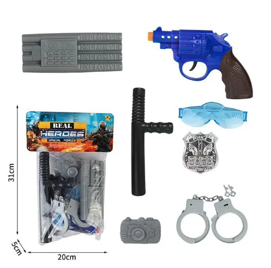 Поліицейский набір арт. 88P-96 (168шт/2)   пистолет, наручники, значок, пакет 20*5*31см, шт Київ - фото 1