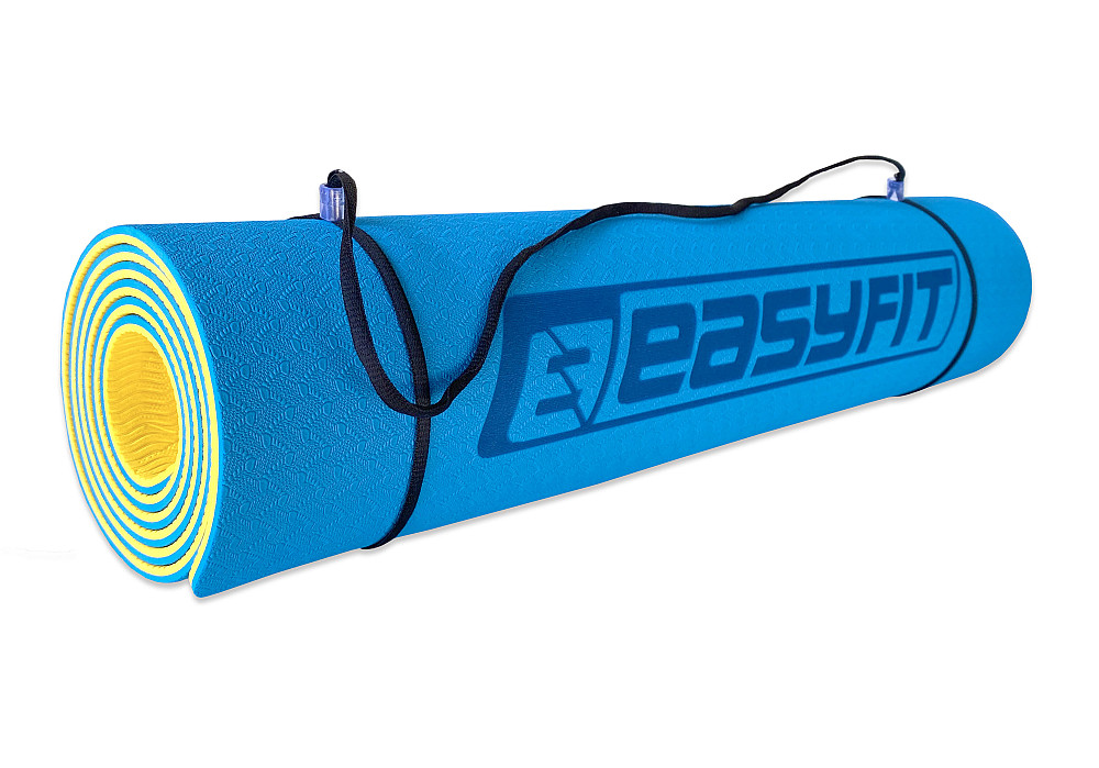 Килимок для йоги та фітнесу EasyFit TPE+TC 6 мм двошаровий синій-жовтий Коломия - фото 9
