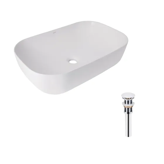 Комплект Qtap Robin: Раковина накладная прямоугольная 600x390x150 мм White + Донный клапан PU02 Киев