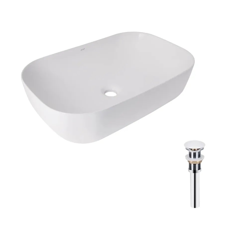 Комплект Qtap Robin: Раковина накладная прямоугольная 600x390x150 мм White + Донный клапан PU02 Киев - изображение 1