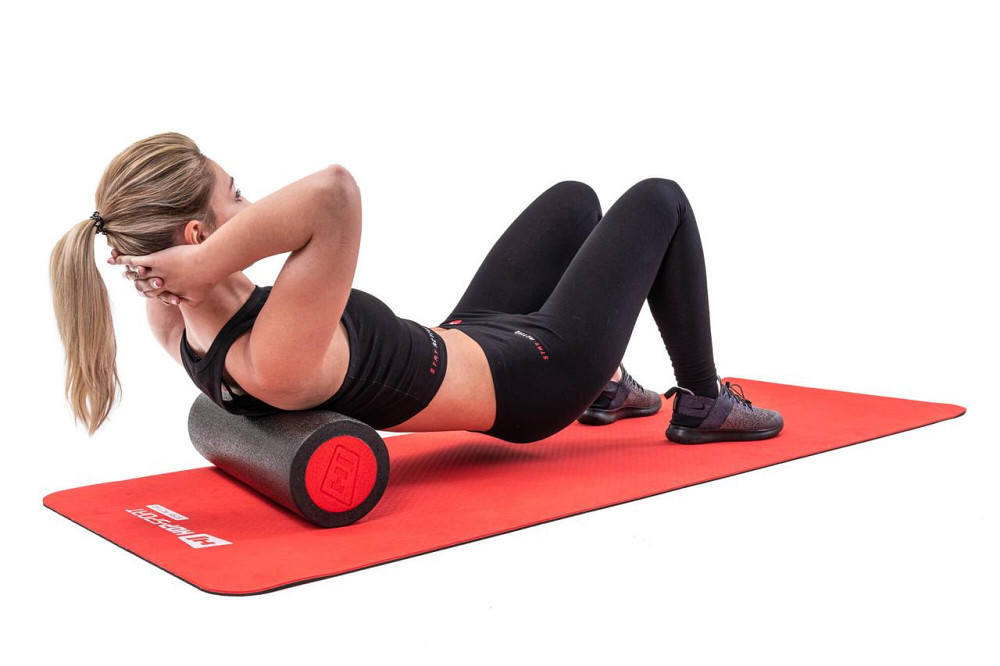 Масажний ролик (валик, роллер) Hop-Sport EPE 45см чорно-червоний Київ - фото 7