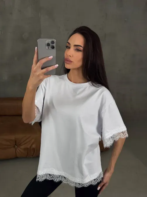 Женская футболка негабаритного размера с кружевом — трендовая основа на каждый день Одесса - изображение 4