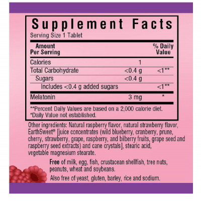 Амінокислота Bluebonnet Nutrition Мелатонін, Melatonin, 3 мг, EarthSweet, Малиновий Смак, 60 ж (BLB0993) Вінниця - фото 2