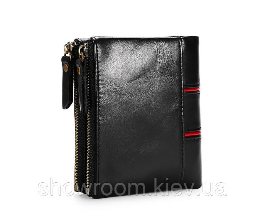 Чоловіче шкіряне портмоне на кнопці Leather Collection (2766) Київ - фото 5