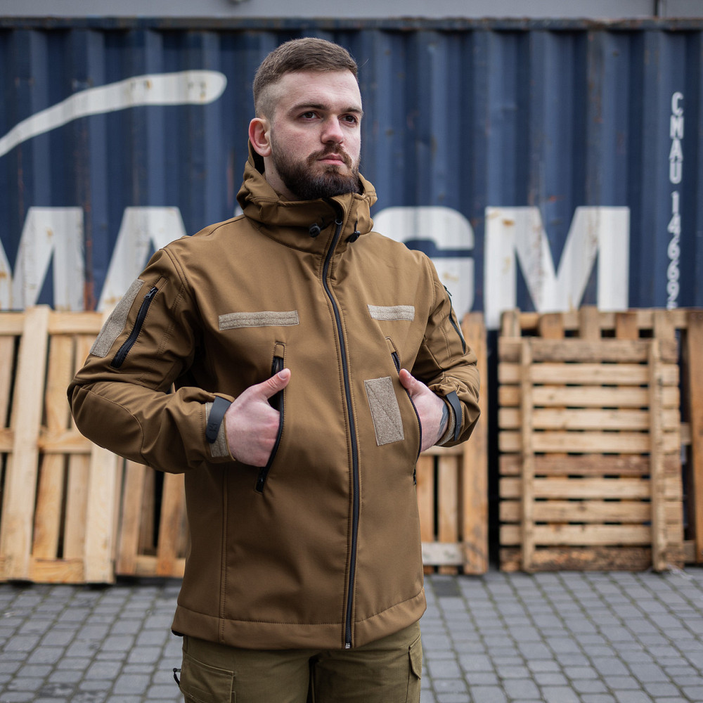 Тактична чоловіча демісезонна куртка Soft Shell койот, військова куртка софт шелл з підкладкою Львів - фото 3