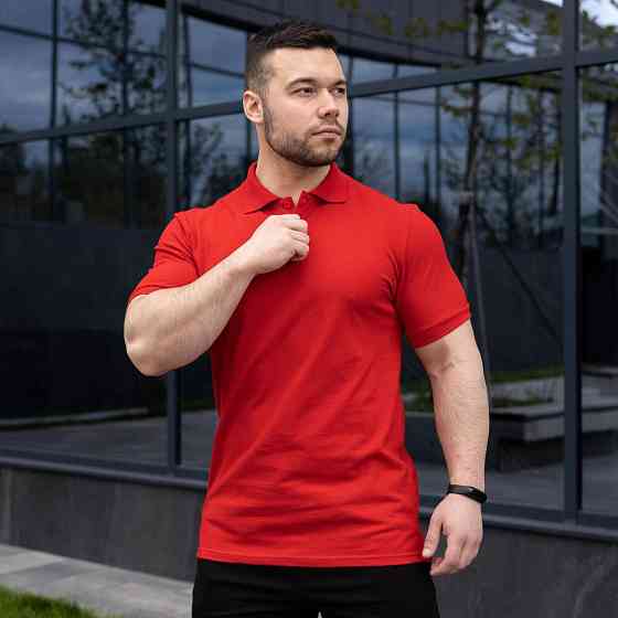 Чоловіча футболка поло червона Pobedov Loft Київ