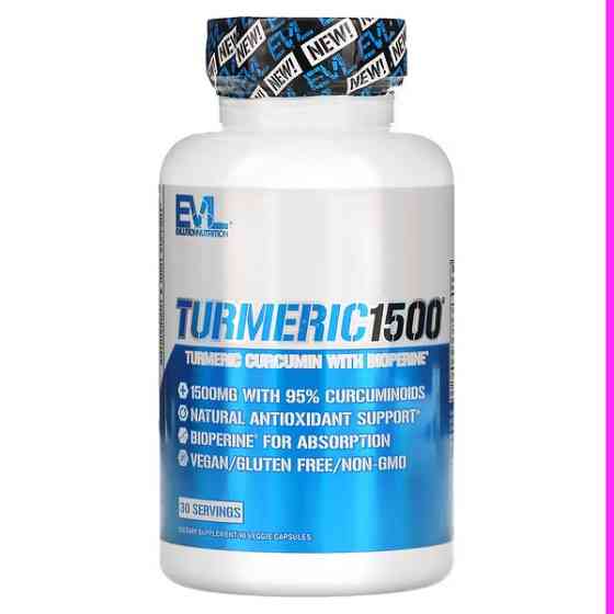 Куркумін EVLution Nutrition Turmeric1500, Turmeric Curcumin with Bioperine, 90 Veggie Capsules Луцьк