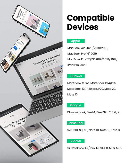 Кабель Ugreen USB Type-C - USB Type-C 5 А 100W 20478 (Сріблястий, 0.5м) Миколаїв - фото 9