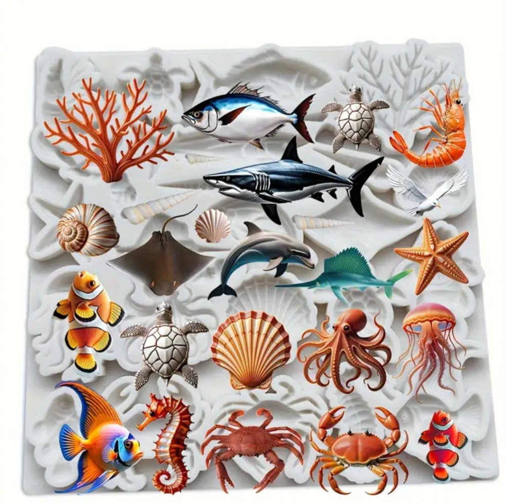 Молд силиконовый морской 176 на 175 мм серый Киев - изображение 1