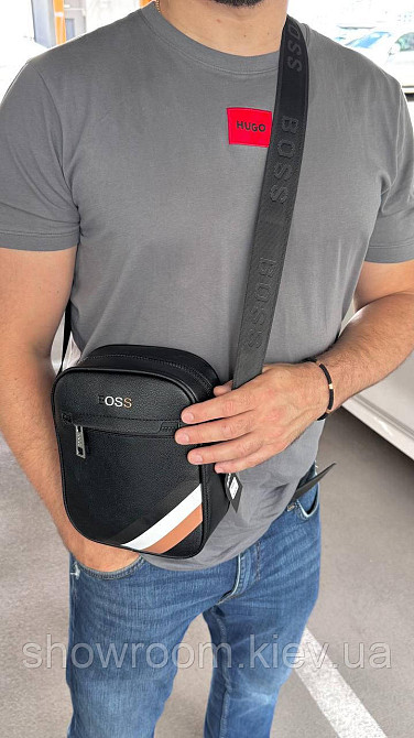 Мужская брендовая черная сумка Boss (6602) Киев - изображение 4