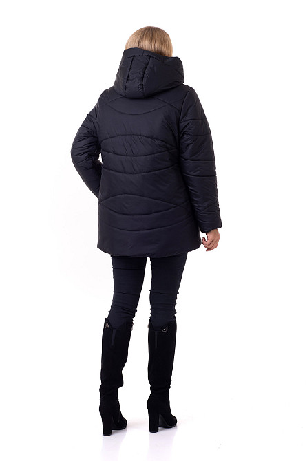 Стильна чорна куртка без хутра Київ - фото 4