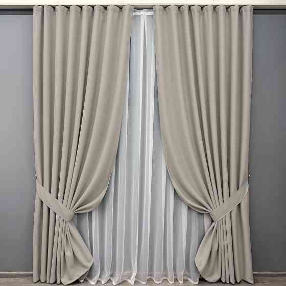 Комплект штор VR-Textil Блекаут двосторонній Scandi № 1905ш Тауп 200х270 см 2 шт (32-264) Київ