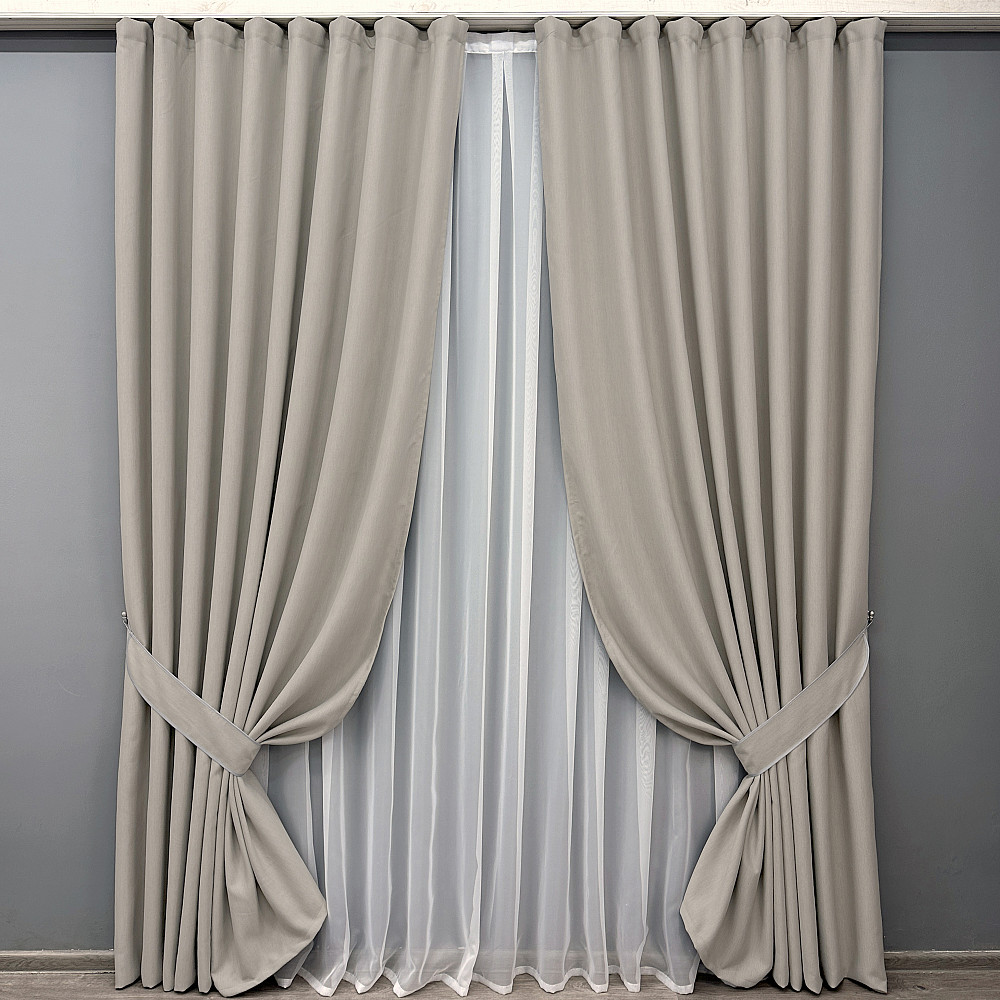 Комплект штор VR-Textil Блекаут двосторонній Scandi № 1905ш Тауп 200х270 см 2 шт (32-264) Київ - фото 2