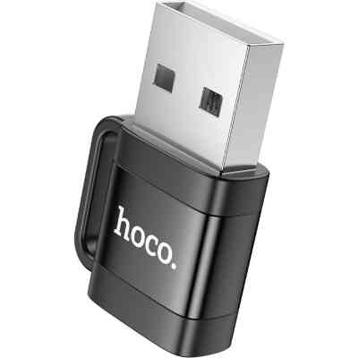 Переходник UA31D USB M to USB-C F USB2.0 Black HOCO (6942007628143) Винница