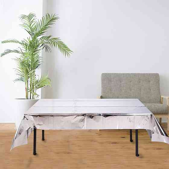 Скатерть клеенка из фольги 270 на 100 см серебристый Киев