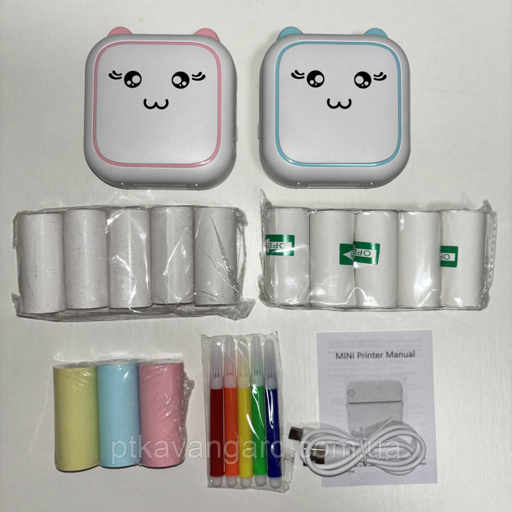 Дитячий міні принтер "Котик" портатиний бедротовий для термодруку, 9 рулонів термобумаги Bluetooth Хмельницький - фото 2