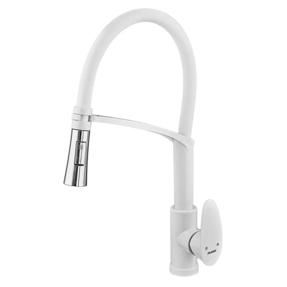 Змішувач для кухні Plamix Cezar-017 Set White Refl.White з силіконовий виливом (з підведенням) (PM0743)   ( 25001 ) Харьков