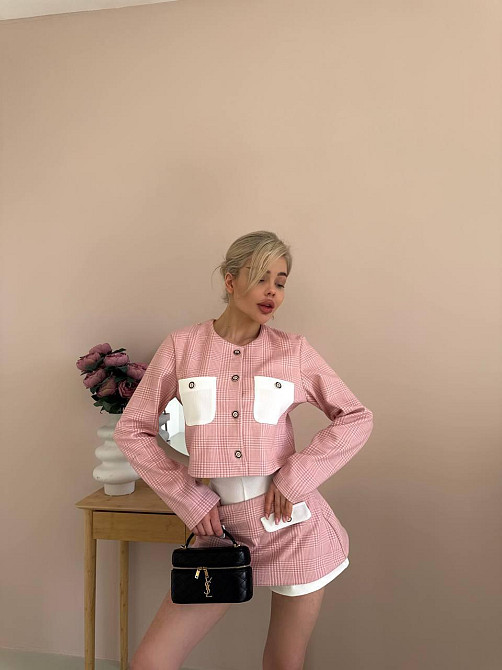 Жіночий стиглий костюм-трійка карта вовна; шорти вавілка Пудра, 42/44 Одеса - фото 1