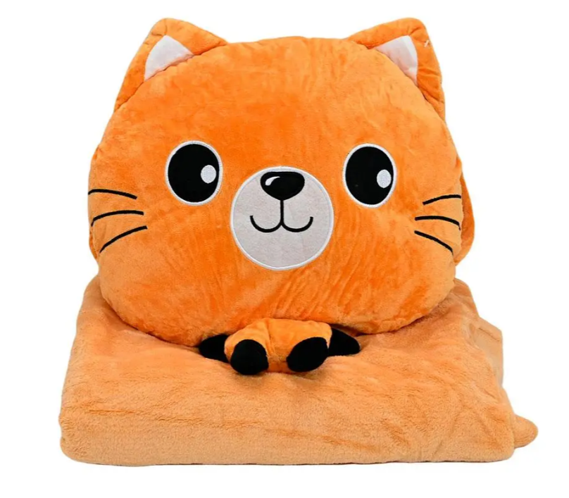 Дитяча м'яка іграшка "Кішечка" L1128(Peach) іграшка з пледом, розмір 40 см Вінниця - фото 1