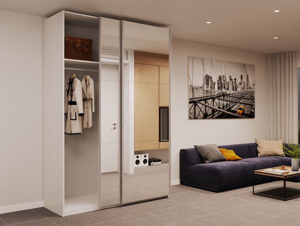 Шкаф-купе двухдверный Doros G-Caiser 160х60х240 см Белый/2 Зеркала (DRS-011024) Днепр - изображение 2