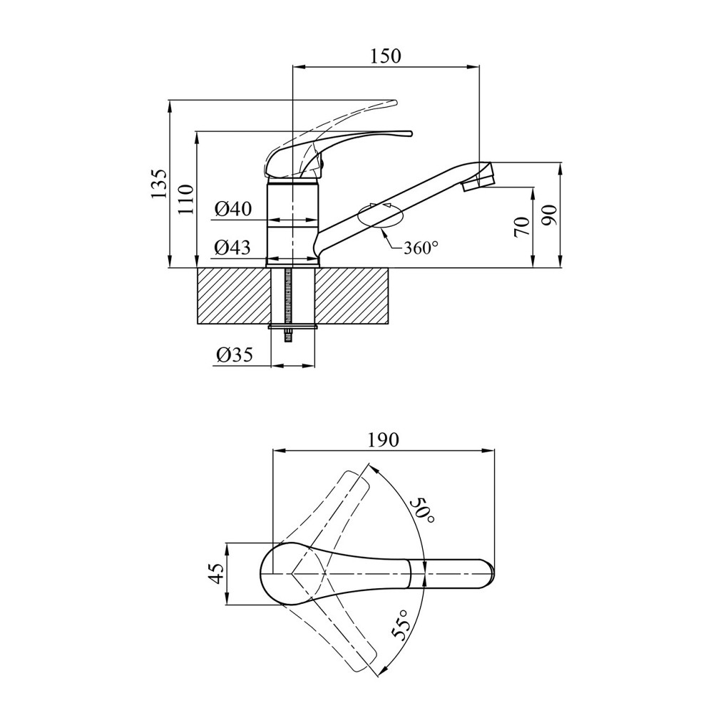 Змішувач для раковини Agua Leon - C010 Київ - фото 2