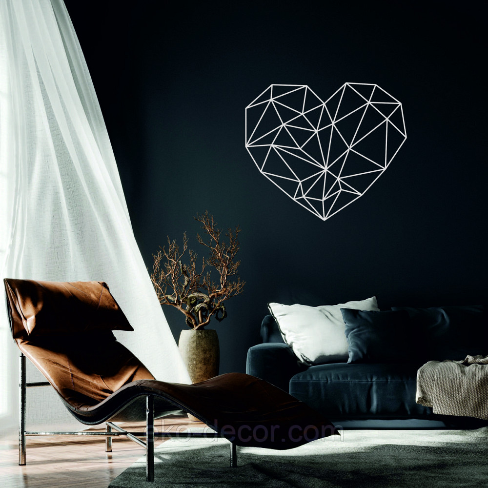 Декоративное настенное Панно «Сердце» Декор на стену 50*42 см, Белый Киев - изображение 1