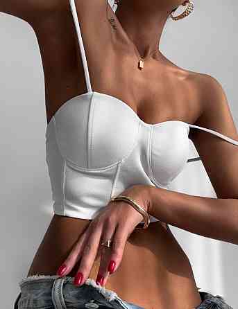 Женский одноцветный топ на бретелях с чашками крепдайвинг Одесса