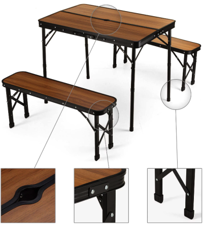 Стіл туристичний розкладний Outtec + 2 лавки коричневий Киев