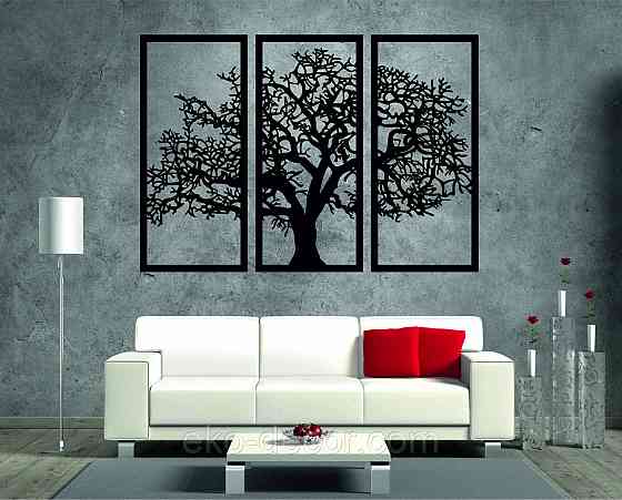 Декоративное настенное Панно «Дерево», Декор на стену 70*99 см, Черный Киев