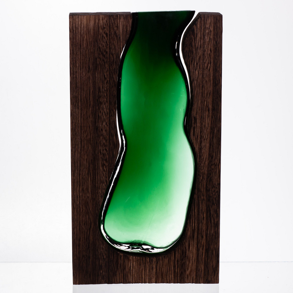 Скляна прозора ваза прямокутна, декоративна ваза для дому стильна для квітів HP-32-2 Київ - фото 2