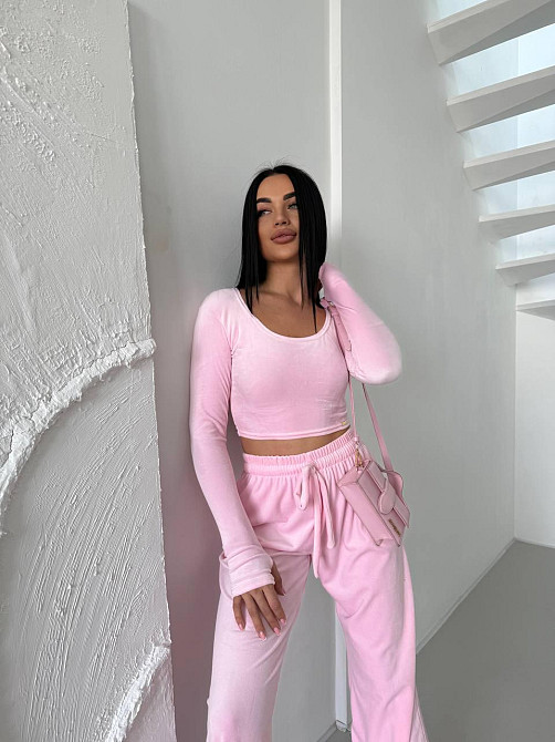 Женский прогулочный костюм двойка: лонгслив и штаны велюр Барби, 46/48 Одесса - изображение 7