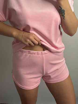 Пижама женская футболка + шорты из плюшевого велюра Зефирный XL Харьков