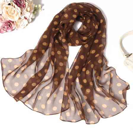 Женский шарф в горох 150 на 50 см коричневый Киев