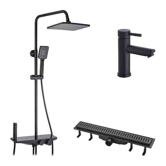 Набор 3 в 1 душевая система Kroner Armada-SCH066 + смеситель Edelstahl Klassisch-SCH010 +  трап линейный Harz Киев