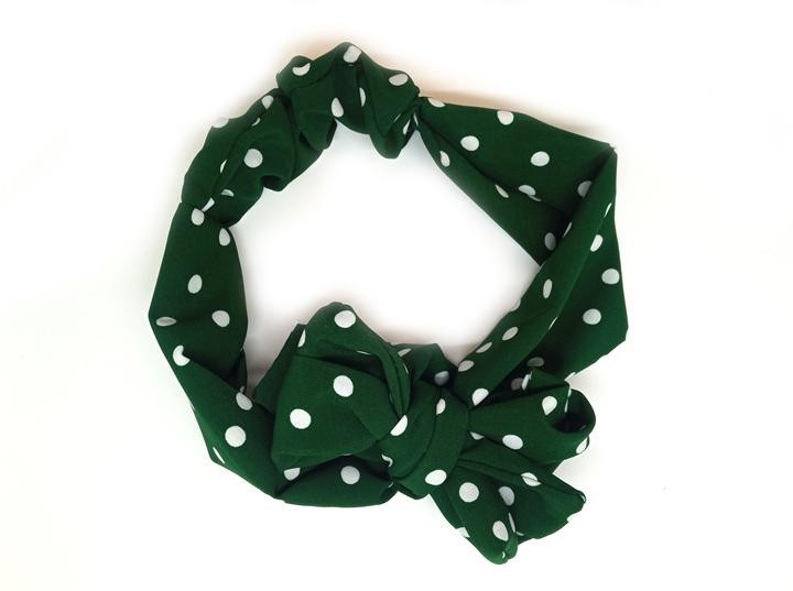 Пов'язка для волосся з зеленим бантом в горох. Київ - фото 1