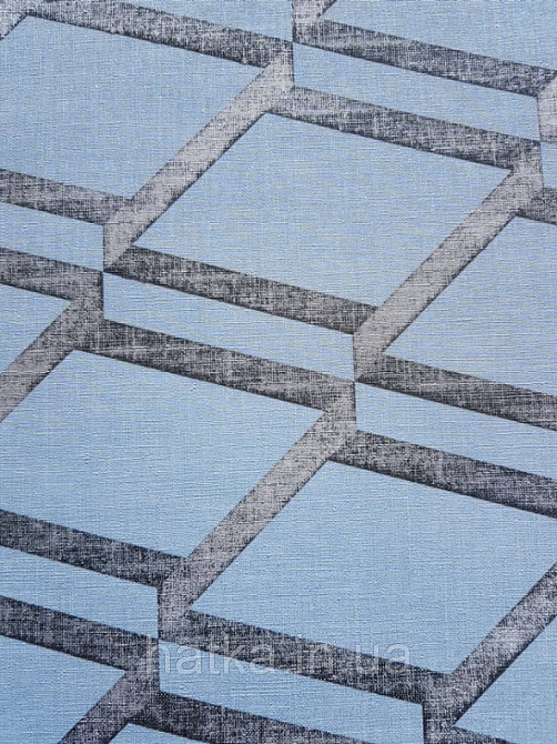 Шпалери вінілові на флізеліновій основі Decoprint BLOOMING BL22734 геометрія ромби голубий з сірими смугами Київ - фото 1