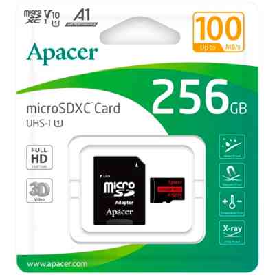 Карта памяти Apacer 256GB microSDXC class 10 UHS-I V10 A1 (AP256GMCSX10UB-R) Винница
